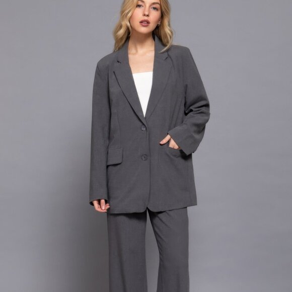 Long slv front button closure blazer - Picture 2 of 5